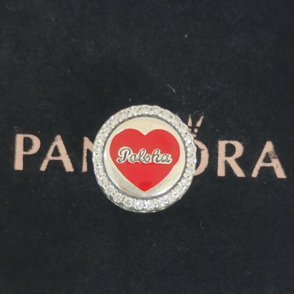 Pandora Poland Flag Exclusive Travel Charm Bracelet Pendant S925 Silver with box - Picture 2 of 7